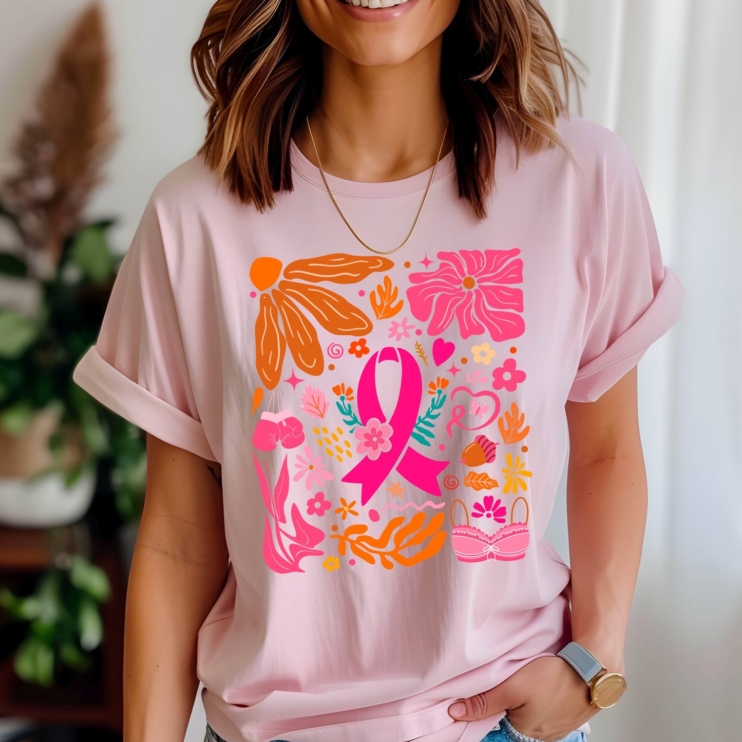 Floral Breast Cancer Awareness Shirt - KLC by Karelyn D