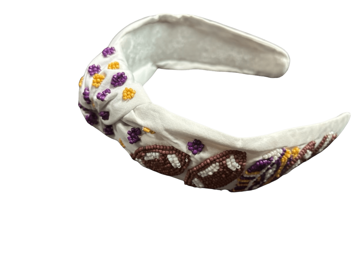 Game Day, Beaded Headband, Tigers, College Headband, Purple and Gold headband - KLC by Karelyn D