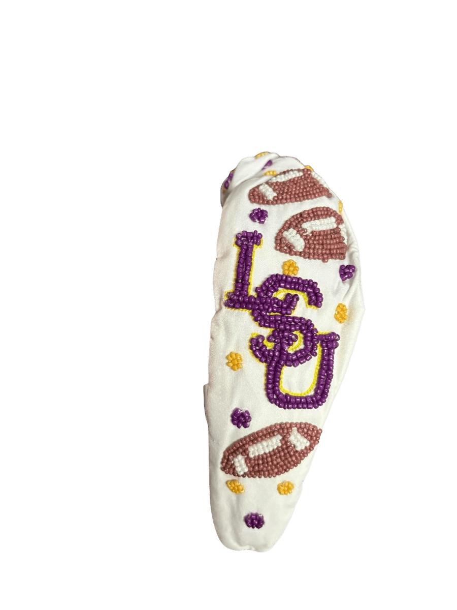 Game Day, Beaded Headband, Tigers, College Headband, Purple and Gold headband - KLC by Karelyn D