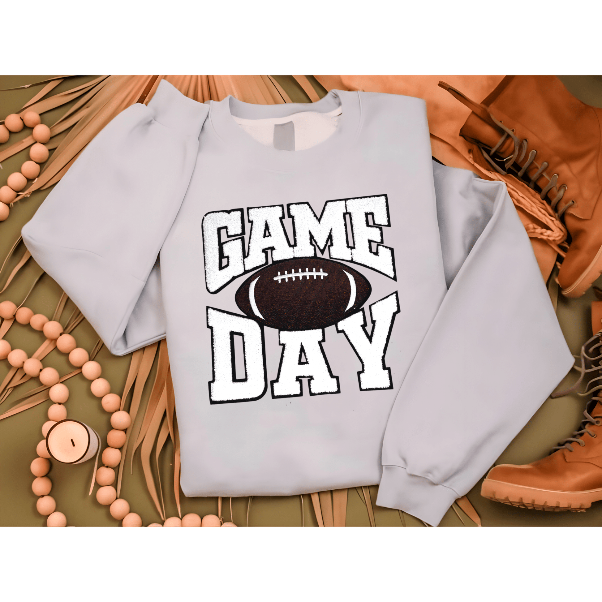 Game Day Football Chenille Sweatshirt, Game Day Chenille patch, Football sweatshirt - KLC by Karelyn D