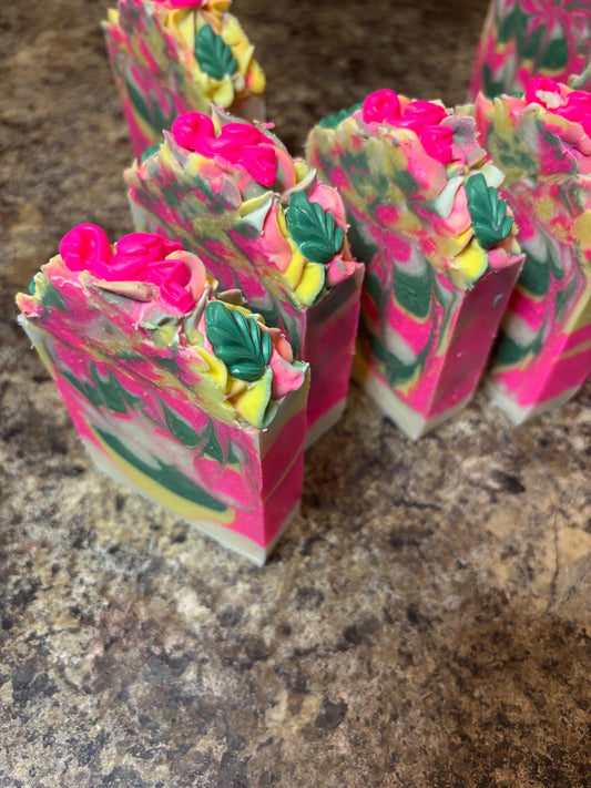 Fruity Flamingo Soap, Handmade Soap, Artisan Soap, Cold Process Soap, Pineapple Kiwi Soap
