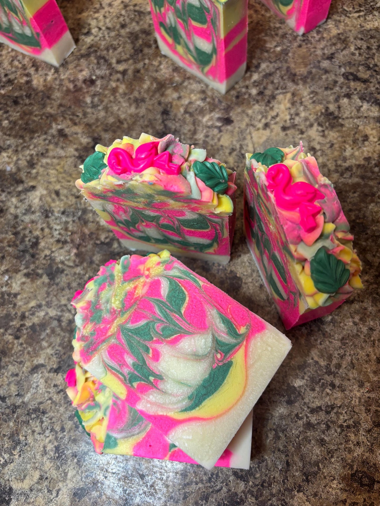 Fruity Flamingo Soap, Handmade Soap, Artisan Soap, Cold Process Soap, Pineapple Kiwi Soap