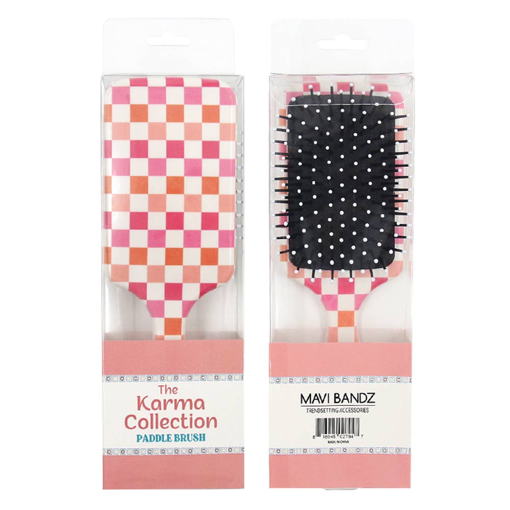 Karma Collection Fun Pattern Paddle Hair Brush Smiley Floral - KLC by Karelyn D