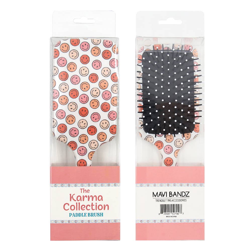 Karma Collection Fun Pattern Paddle Hair Brush Smiley Floral - KLC by Karelyn D