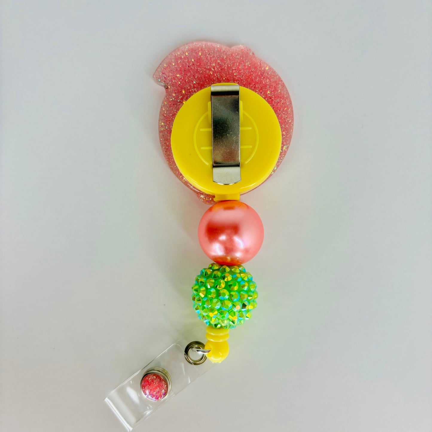 Lemon Badge Reel, Beaded badge reel, ID badge holder, Cute lemon badge reel - KLC by Karelyn D