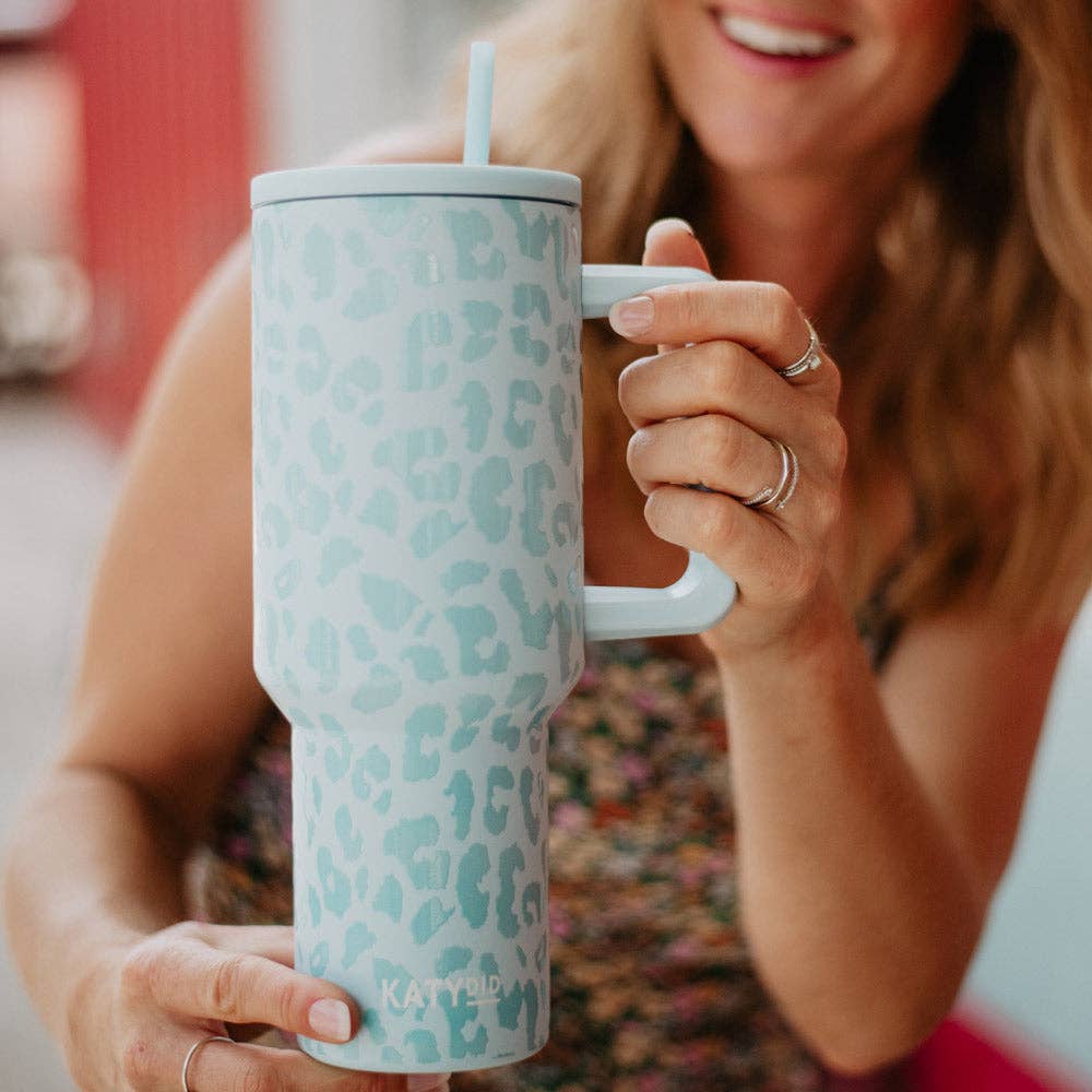 Mint Leopard 38 Oz Tumbler Coffee Cup - KLC by Karelyn D